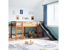 Cama Alta Para Criança Sem Colchão Pinho Maciço Castanho-mel