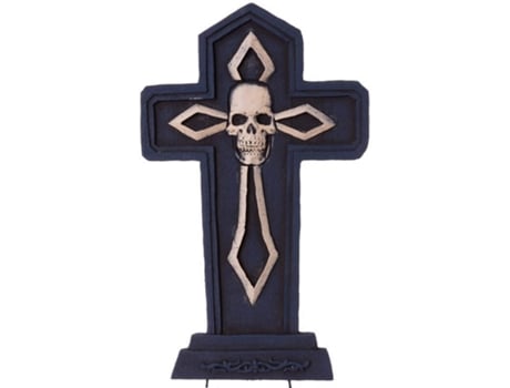 Lápide  Cruz com Caveira (61 x 38 x 3 cm - Halloween)