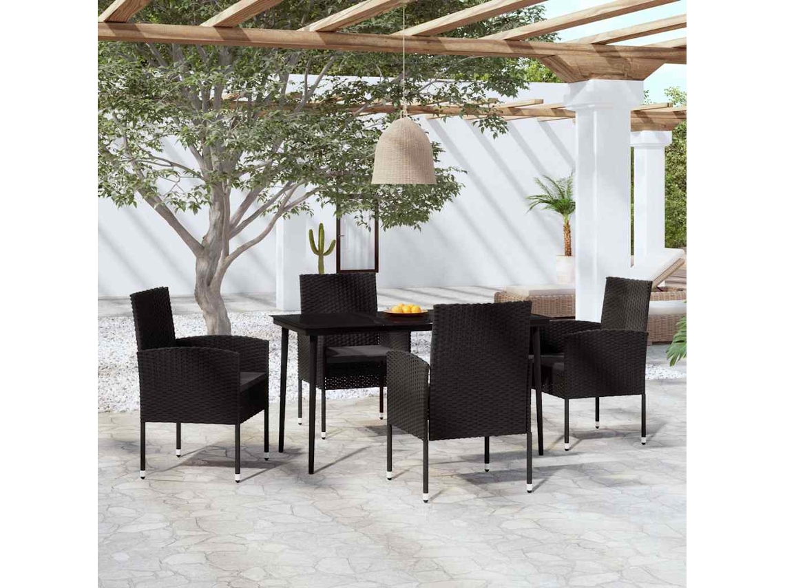 Vidaxl 5 Pcs Conjunto De Jantar Para Jardim Preto