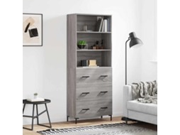 Vidaxl Armário Alto 69,5x34x180 Cm Derivados De Madeira Sonoma Cinza