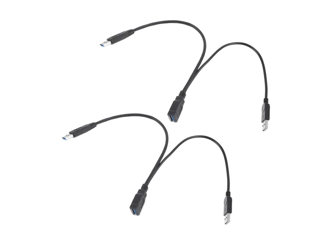 Cabo De Extensão Usb Duplo Macho 2 Peças Com Fonte Alimentação