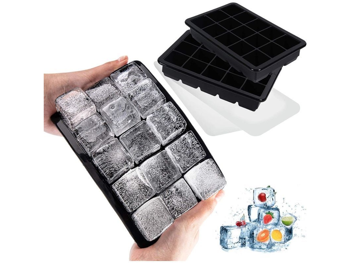 2 Bandejas De Hielo De Silicona Grande Con Tapa, 30 Cubos, Apilables, 100% Silicona De Calidad Alimentaria