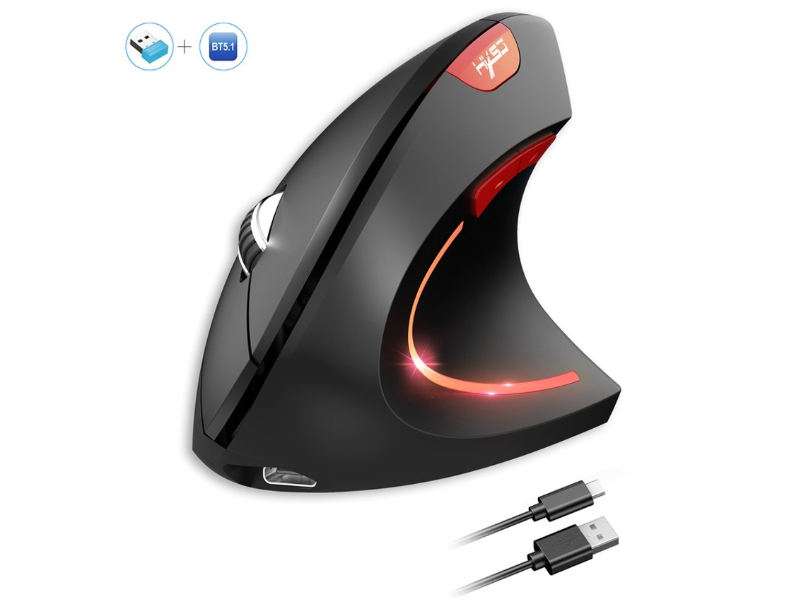 Mouse Ergonômico Recarregável Com 2400 Dpi Preto