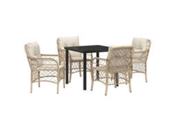Maison Exclusive - Conjunto De Jantar Para Jardim Com Almofada 5 Pcs Bege Vime Pe