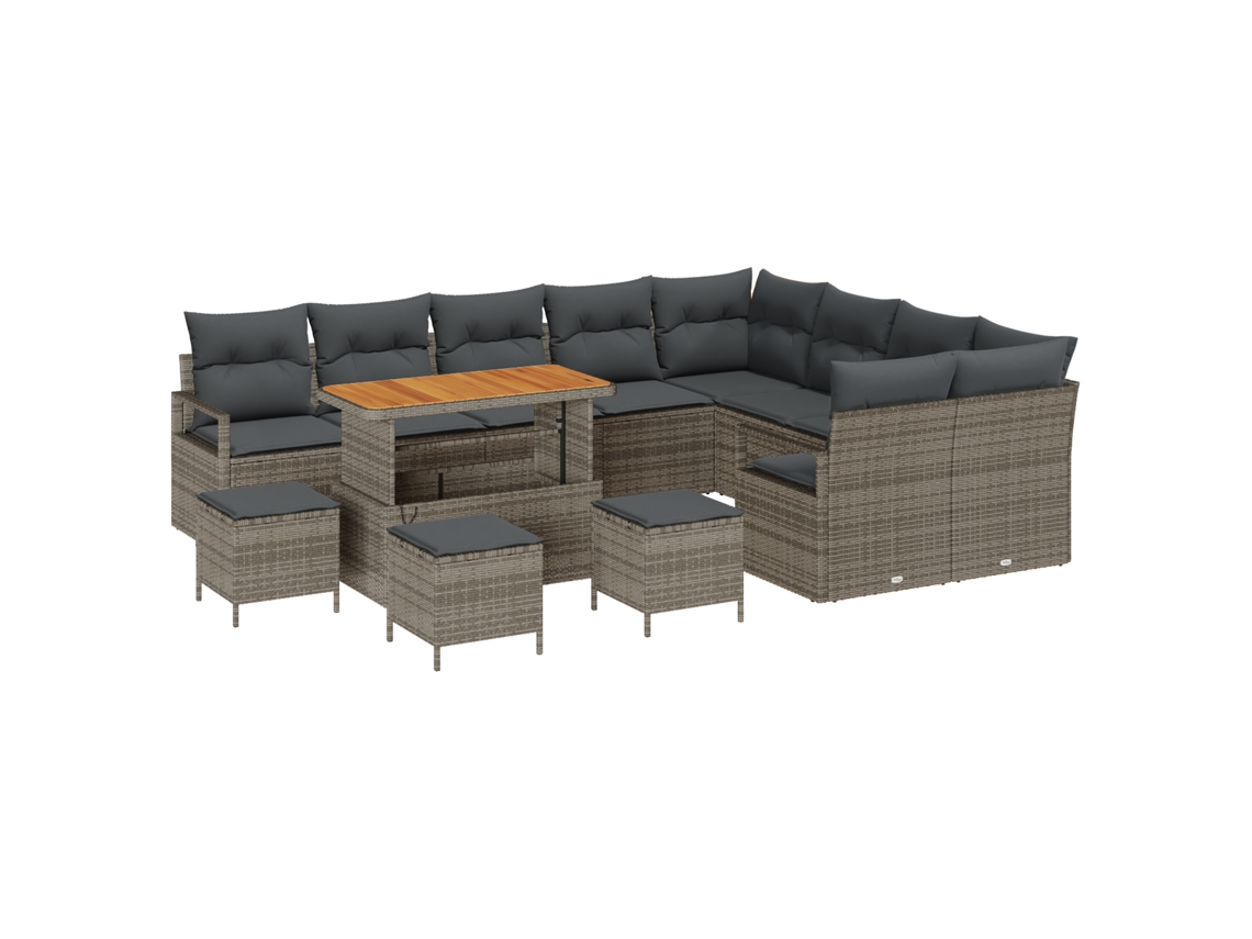 Conjunto 13 Conjunto De Sofá De Jardim Vidaxl Cinzento Vime Pe (287 X 234 X 85 Cm)