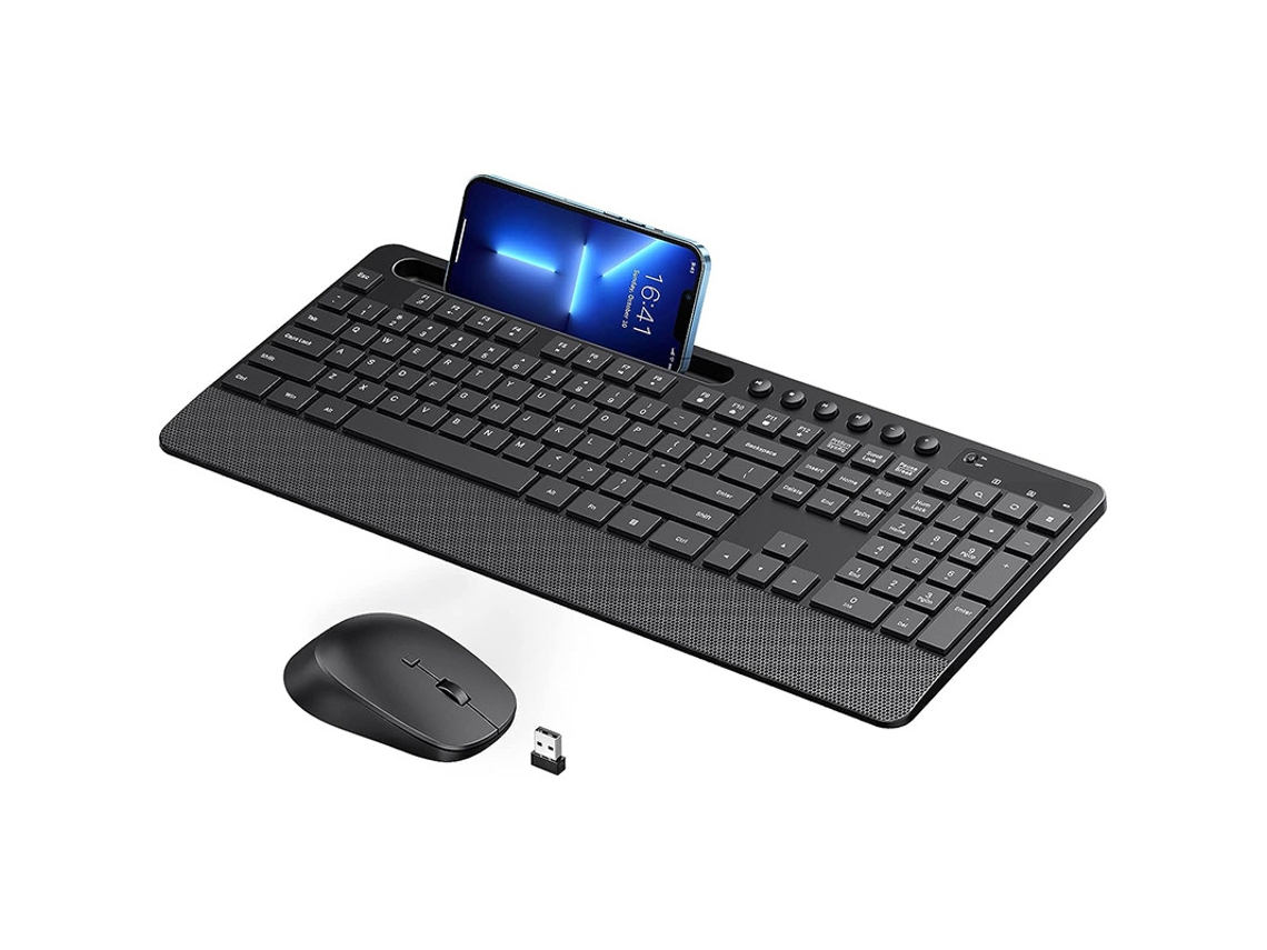 Conjunto De Teclado E Fontes Sem Fio 2,4 Ghz Com Leitor De Cartões, Toques Multimídia, Teclado E Fontes De Escritório.