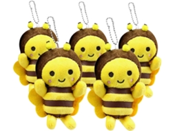 Conjunto De 6 Chaveiros Abelha Pelúcia Feitos Algodão Pp, Com Design
