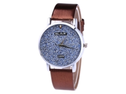 Reloj De Cuarzo Unisex Com Pulseira De Couro Pu E Mostrador De Strass Brilhante (café)