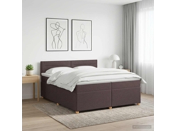 Vidaxl Cama Box Spring Com Colchão Marrom Escuro 200 X 200 Cm Tecido