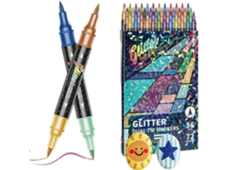 Canetas De Tinta Com Glitter Genéricas, Conjunto De À Base De Água Ponta Dupla, Vibrantes, Para Colorir E