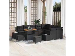 Vidaxl Conjunto De Sofá De Jardim 12 Pcs Preto Rattan Sintético