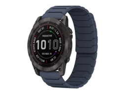 Bracelete para Garmin Fenix 8 / 7x / 6x / 5x em Silicone magnético azul meia noite (26mm)