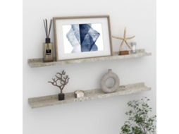 2 Pcs Prateleiras De Parede | Estante De Parede | Prateleira Flutuante 80x9x3 Cm Cinzento Cimento Lovely Home