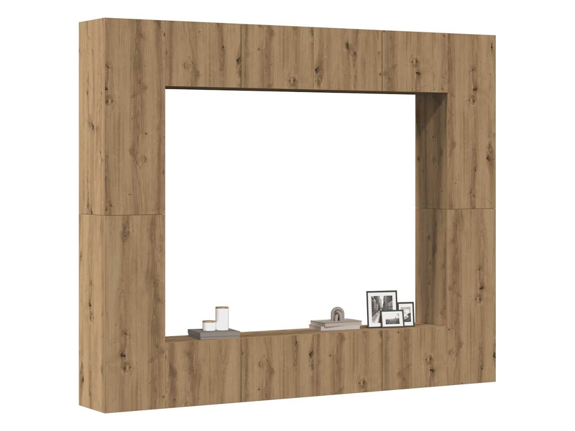 Vidaxl Conjunto De Armário Tv Parede 8 Pcs Madeira Carvalho Artisiano