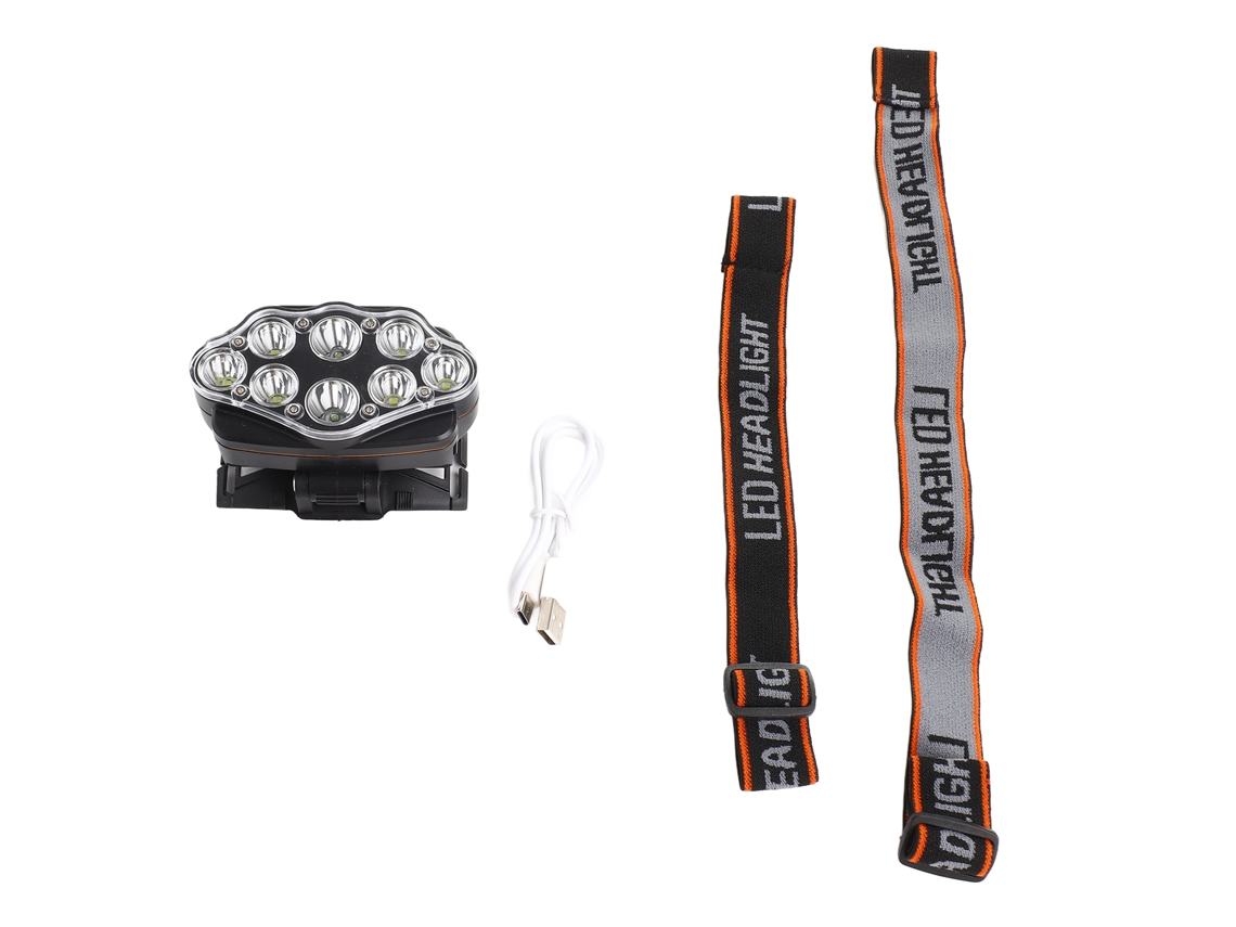 2026 lanterna Frontal Led Ultra Brilhante 4 Modos Ajustáveis 8 Leds Recarregável para Camping, Trekking e Atividades Ao Ar Livre