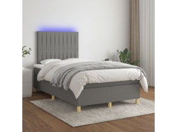 Vidaxl Cama Box Spring C/ Colchão E Led 120x200 Cm Tecido Cinza-escuro
