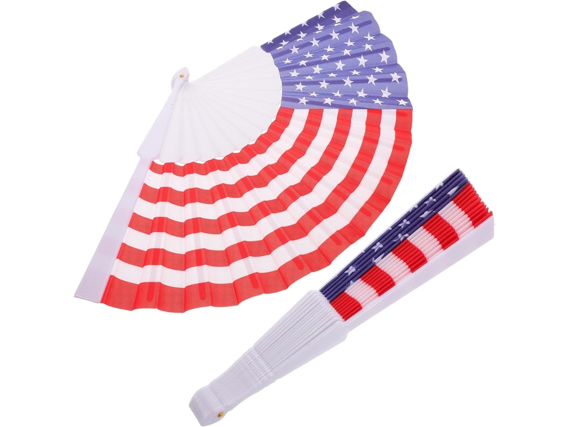 Doitool, Conjunto De 2 Leques Dobráveis De Plástico Com Estampa Patriótica Para Decoração De Festas Do Dia Da