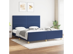 Vidaxl Estrutura De Cama Sem Colchão 180x200 Cm Tecido Azul
