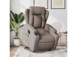 Vidaxl Poltrona Elétrica Elevatória Massagens Tecido Cinza-acastanhado