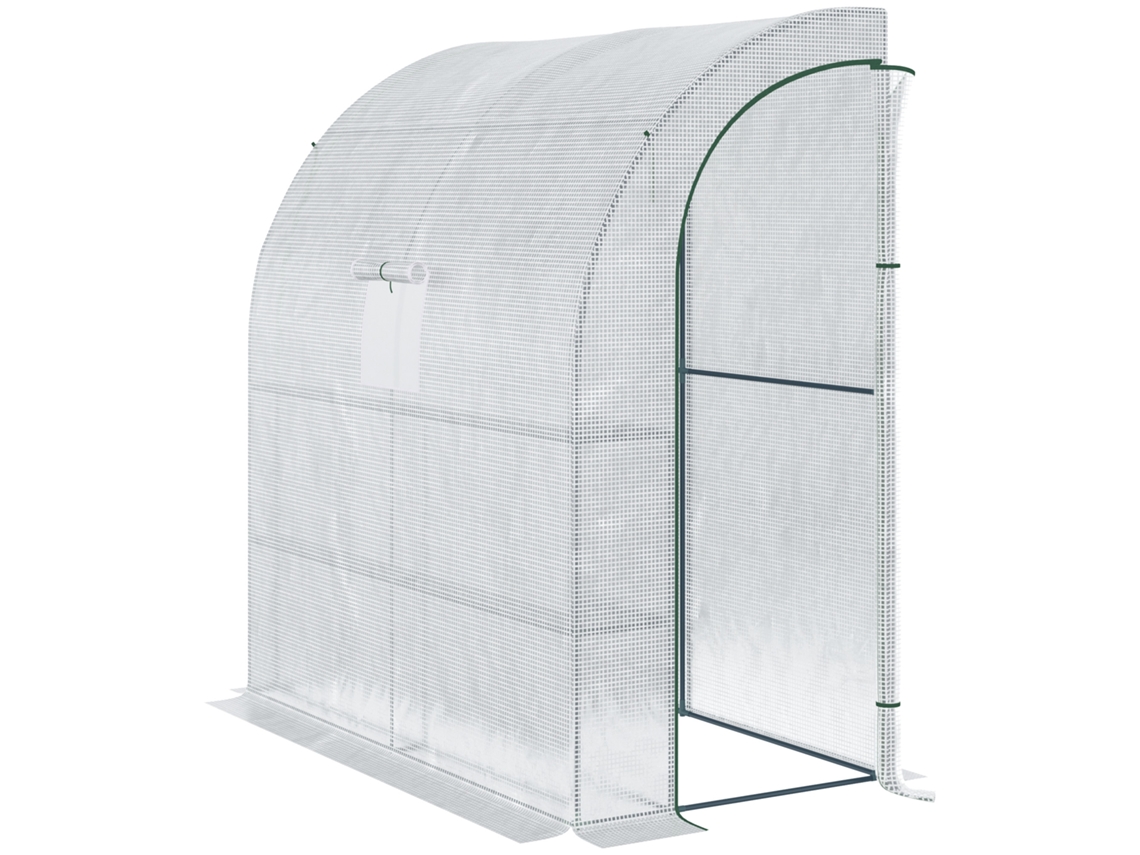 Estufa Pequena De Exterior Com Janelas Prateleiras De 3 Níveis Para Cultivo De Plantas Flores 200x100x215 Cm Branco