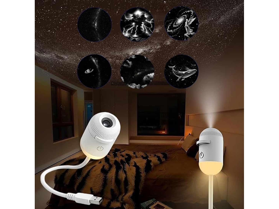 Projetor de galáxias 2em 1com Luz noturna céu estrelado, lâmpada de projetor LED da Via Láctea ajustável em 360°, projetor
