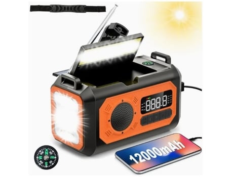 Rádio de emergência com manivela H17 (12000 mAh), laranja