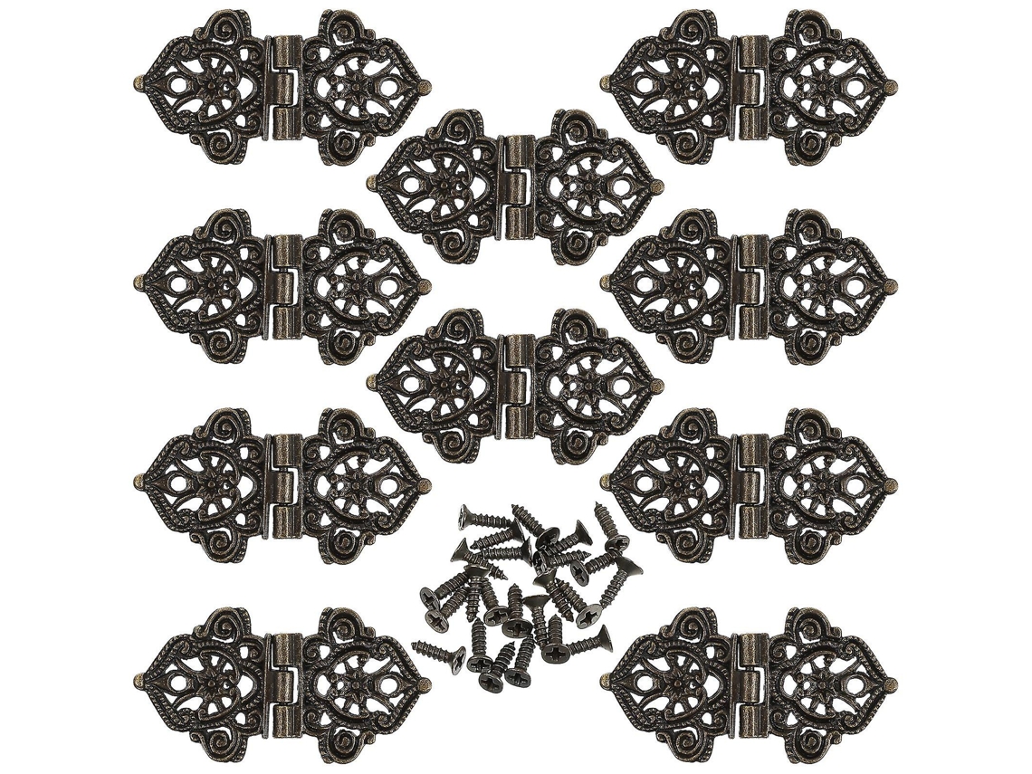 10 bisagras antigas de bronze para móveis de cozinha armários caixas de madeira decorativas 5 2x2 7cm S/MARCA