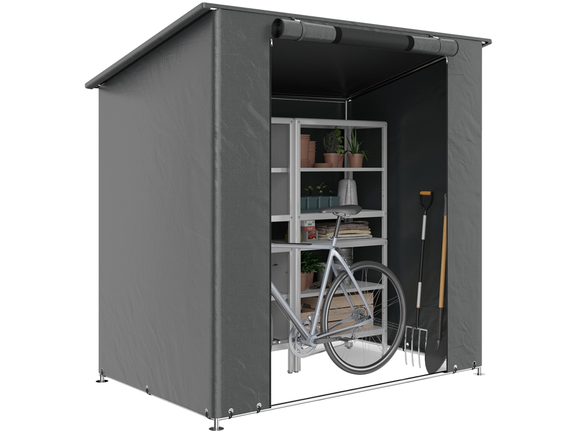 Garagem de lona 1,9x1,2m, impermeável, tenda com porta com zíper, janela de ventilação, cinza escuro BTFORUS