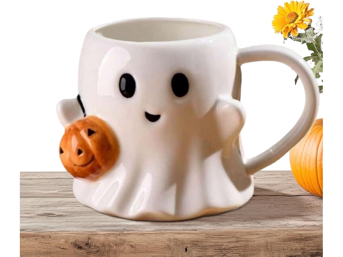 Caneca De Halloween, Copo Térmico Fantasma Fofo De Halloween | Caneca De Cerâmica Com Alça Para Casa Gokoco
