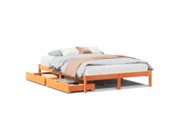 Cama Sem Colchão 120x200 cm Madeira Pinho Maciça Castanho mel MAISON EXCLUSIVE