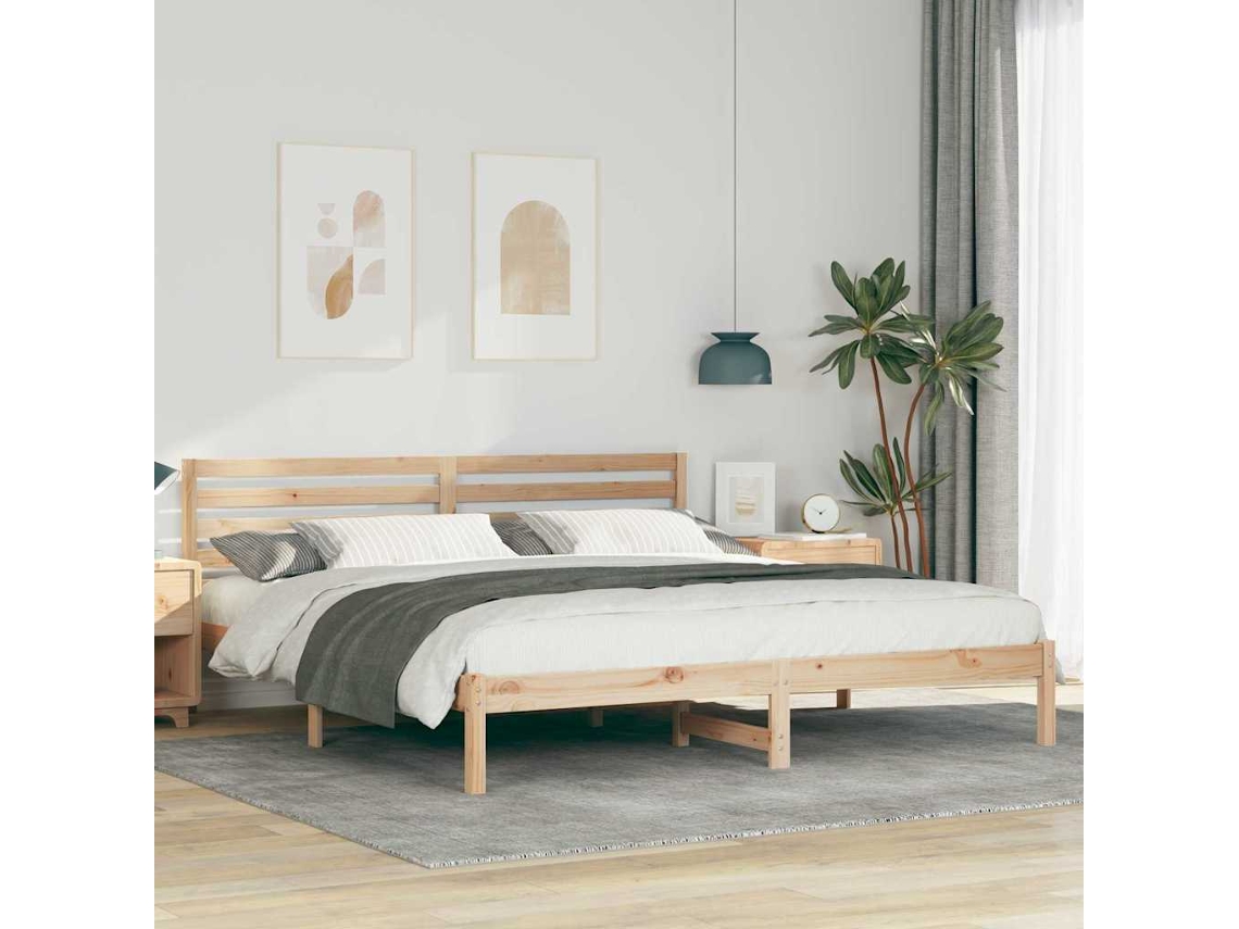 Vidaxl Estrutura Da Cama Com Cabeceira Castanho 200 X 200 Cm