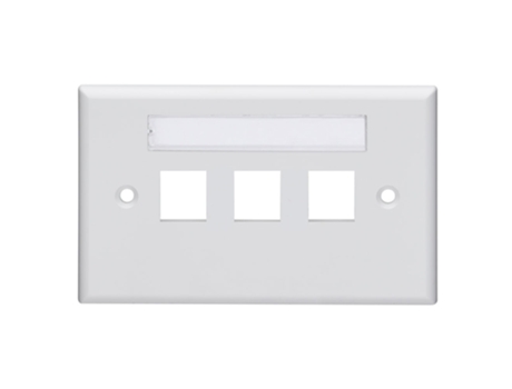 Placa frontal horizontal de 3 portas com janela de identificação Leviton branco
