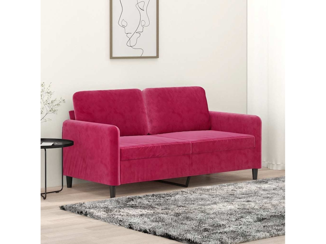 Vidaxl Sofá De 2 Lugares Veludo 140 Cm Vermelho Tinto