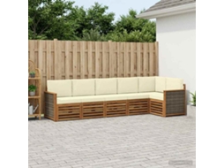 Vidaxl Conjunto De Sofá Sectional Com Almofada 5 Pcs Natural E Creme