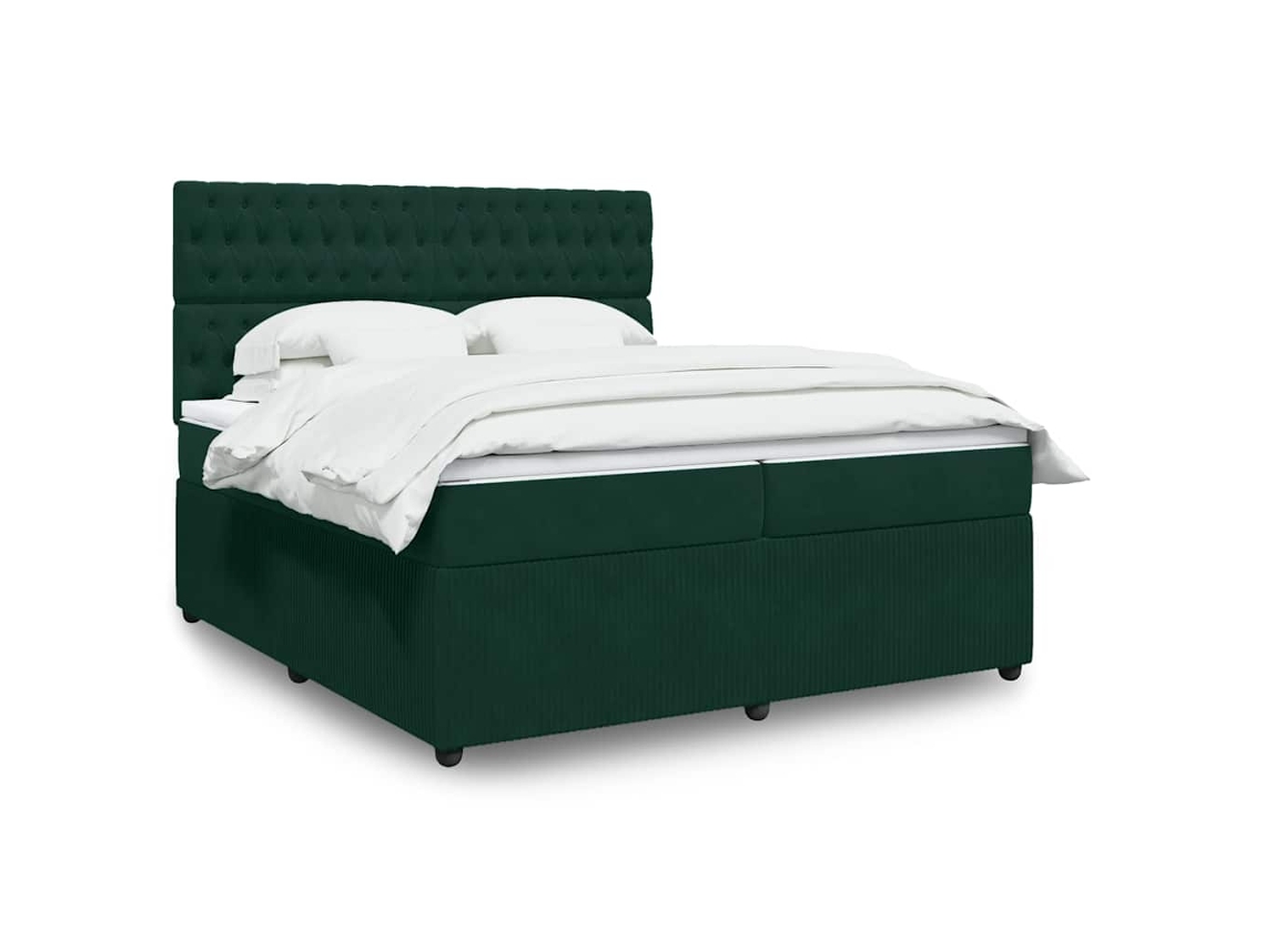 Vidaxl Cama com Molas/colchão 200x200 Cm Veludo Verde escuro