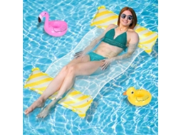 Rede Inflável Para Água, Amarela, 4 Em 1: Rede Inflável Para Piscina, Cama Flutuante Inflável, Espreguiçadeira Inflável, Rede Inflável Com Porta-copos