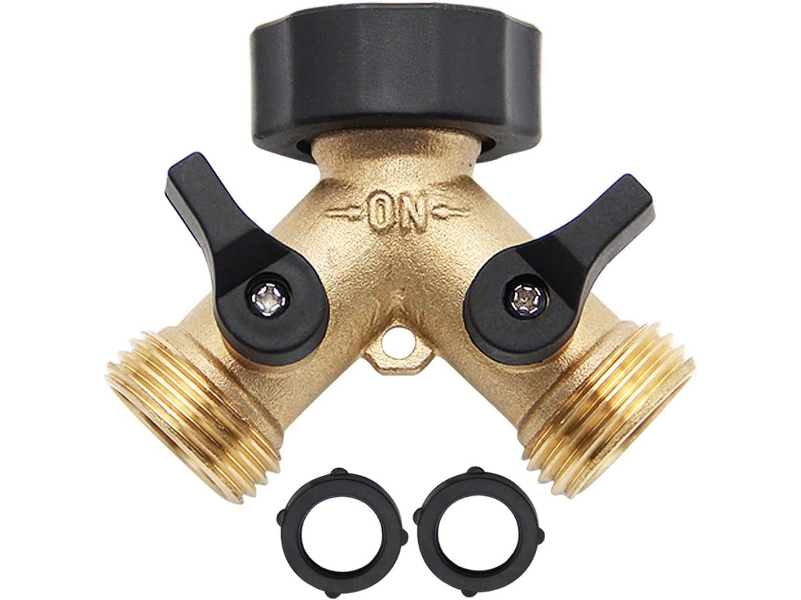 Divisor De Mangueira Versátil, Conector De Latão Maciço De 2 Vias Para Torneira, Alça Com Pegada Confortável, Encaixe Universal Para Torneiras Padrão