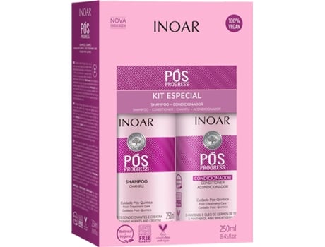 Shampoo e Condicionador 1 Pacote Inoar Duo Pós Progress Keratin Smoothing BRAZILIANHAIRPRODUICTS