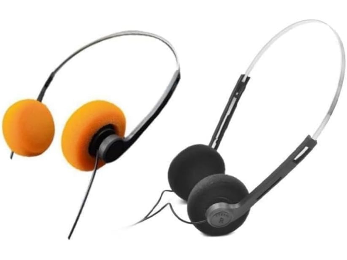 Ganpub 2-fones De Ouvido Retrô On Ear Laranja E Preto, Fones De Ouvido Estéreo Com Fio, Fones De Ouvido Leves E