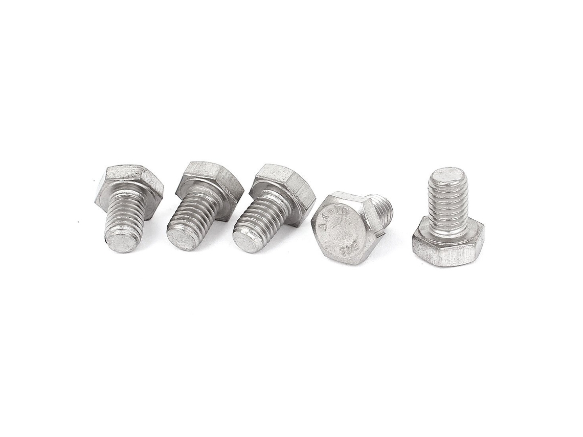 Parafuso de Cabeça Sextavada com Rosca Completa M8 X 12 Mm em Aço Inoxidável A4, 5 Peças CHABERLU