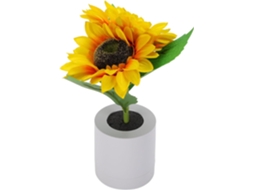 Luminária de mesa recarregável Changor com flores artificiais e brilho ajustável, com um charmoso design de girassol.