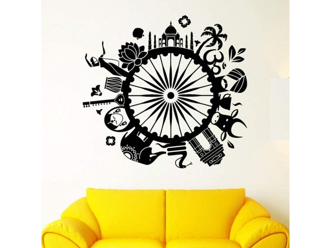 Adesivos de parede em vinil com temática da cultura indiana, viagens e hinduísmo para decoração de casa, sala de estar, à prova d'água, estilo boêmio, 61 x 57 cm.