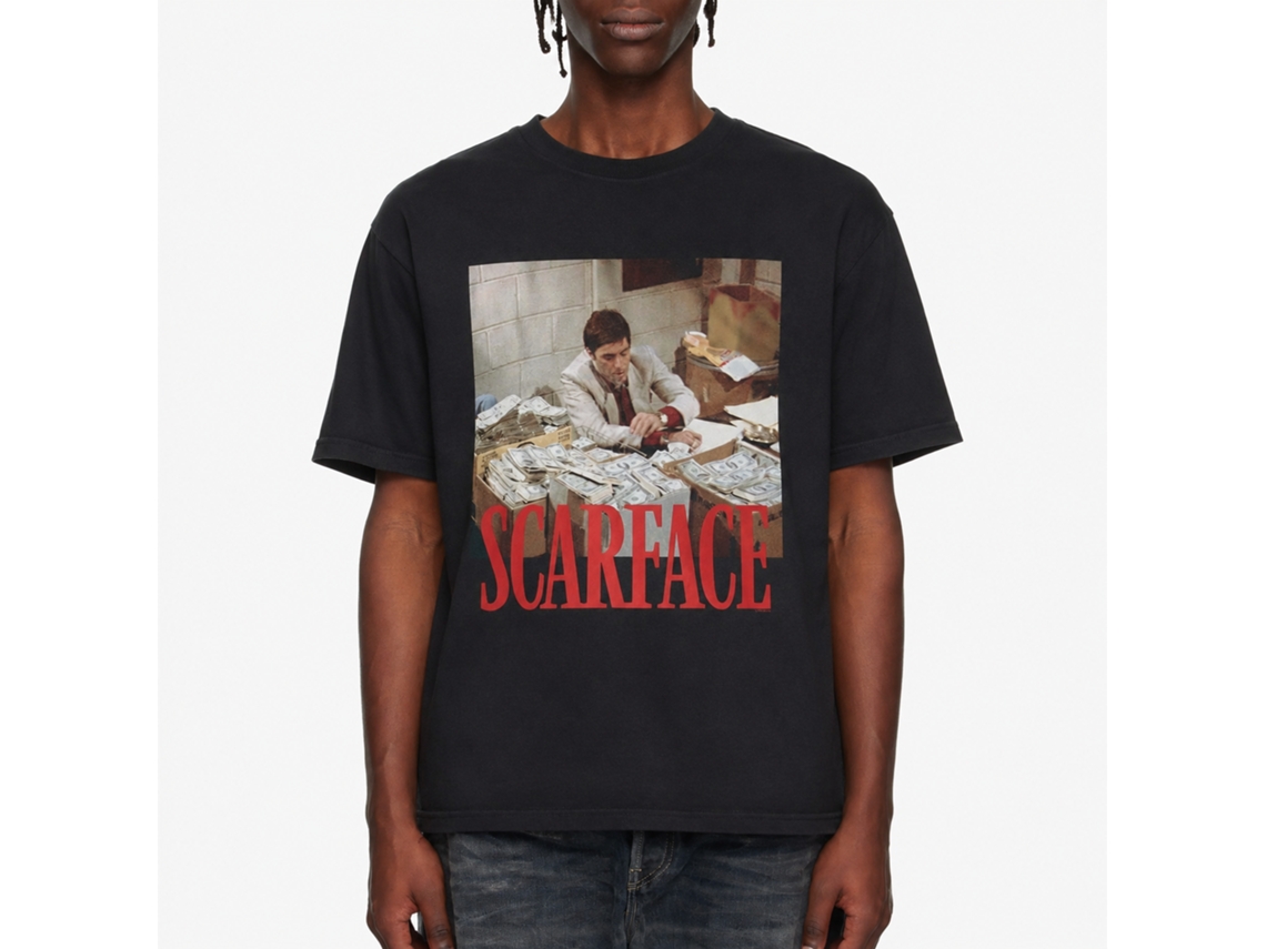 Rockinstone Scarface Movie Money Stacks Black Adult T-shirt Size:s