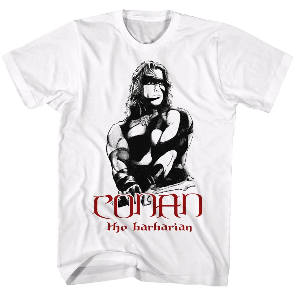 Unisex Adult T-shirt Rockinstone Conan Black And Red White Sizexl