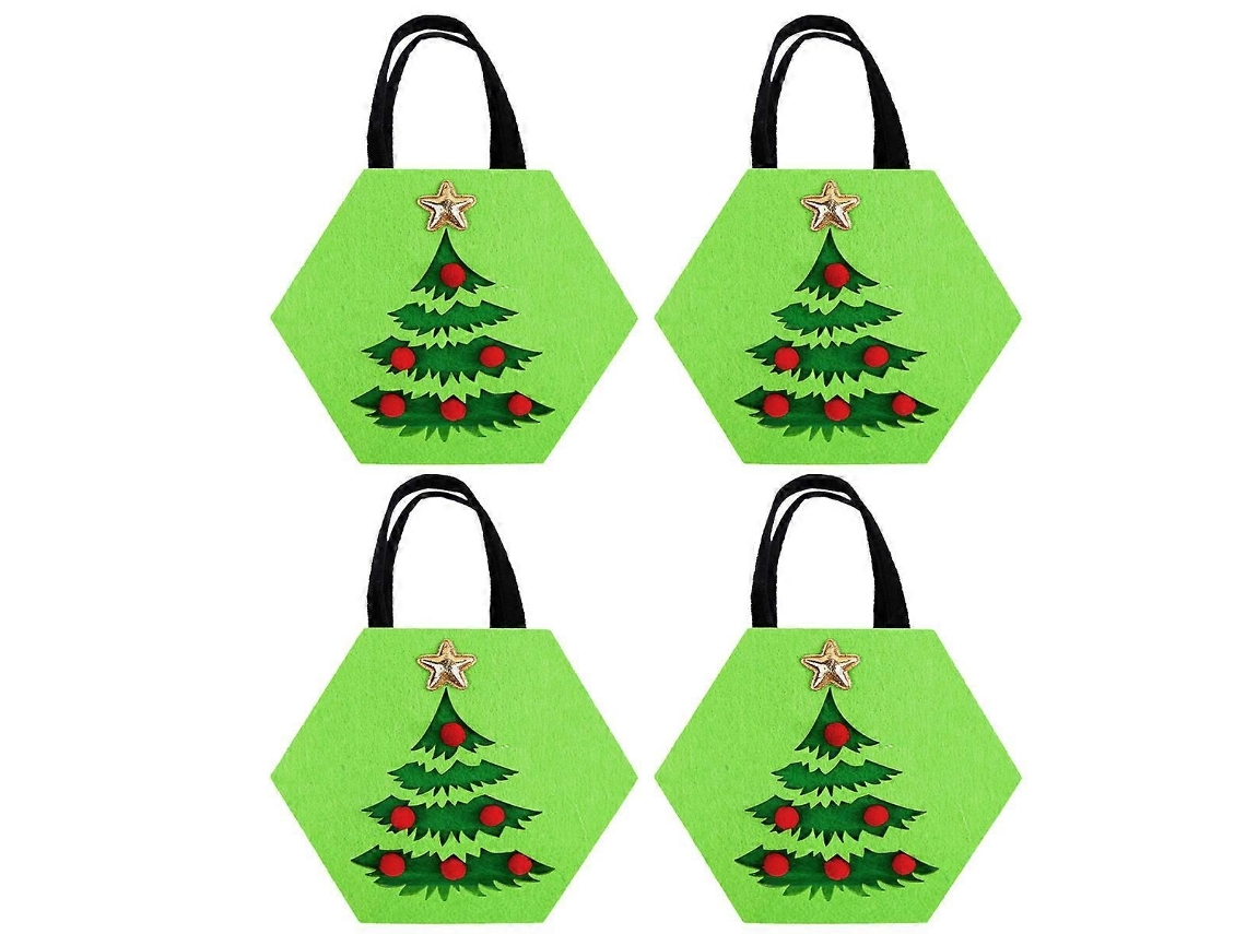 Conjunto de 4 Sacolas Presente Natal em Tnt , Reutilizáveis ​​com Alças, Sac Olas Dobráveis ​​para Doces GOKOCO (tecido Não Tecido)