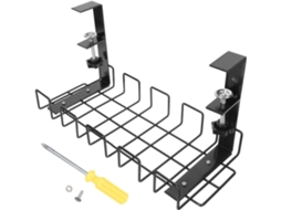 Organizador De Cabos Preto Para Mesas Sólidas, Ideal Para Uso Embaixo Da Mesa.
