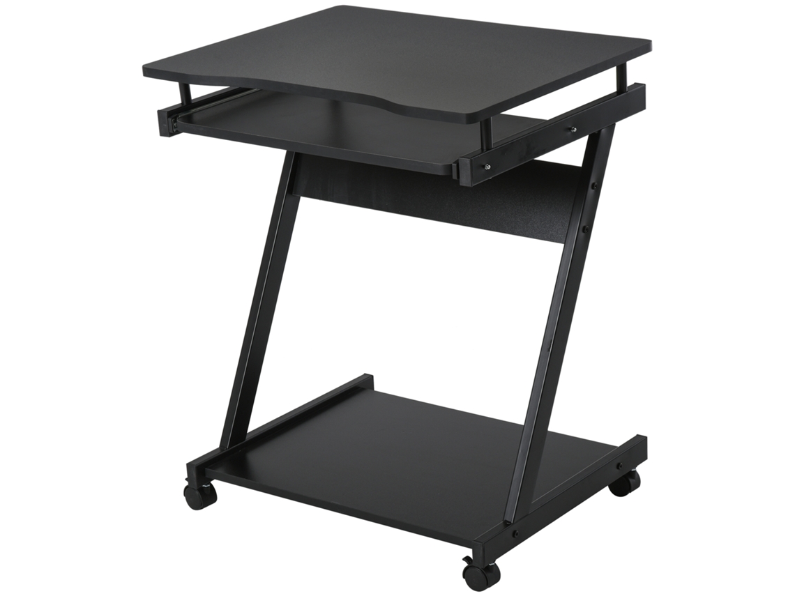 Mesa de Escritório com Prateleiras, 137x55x92cm, em Madeira, Preto e Carvalho BTFORUS