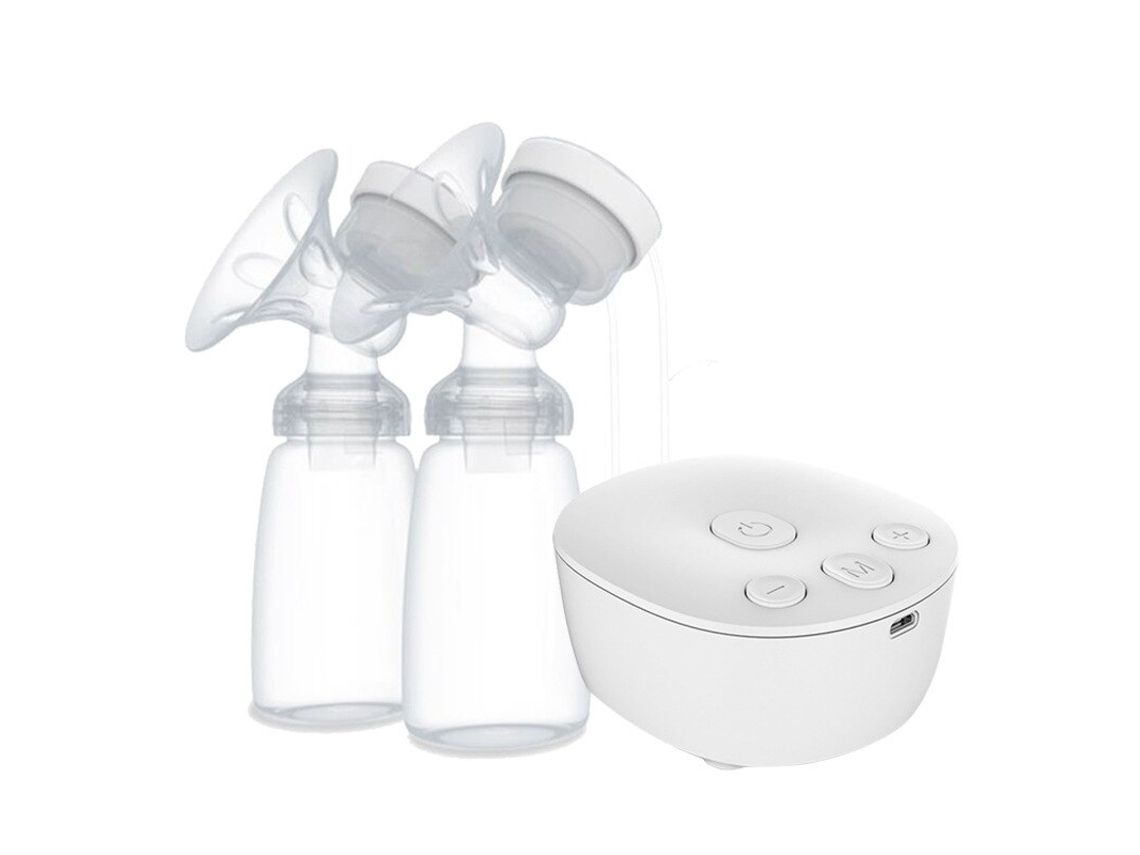 Bomba Tira leite Elétrica Usb com Bico Duplo, Mamadeira e Almofada Térmica (quente/fria), Livre de Bpa MDUG (branco)