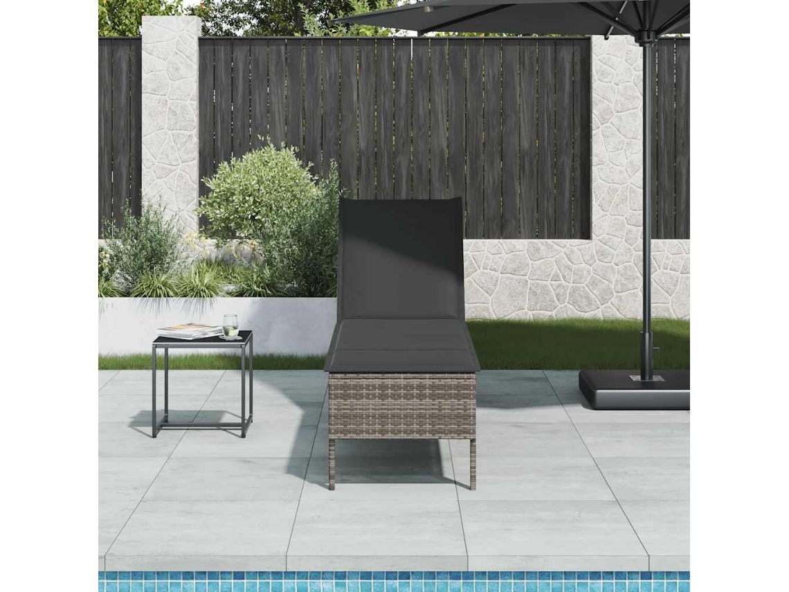 Vidaxl Espreguiçadeira Com Almofadão 55x200x44cm Vime Pe Cinzento