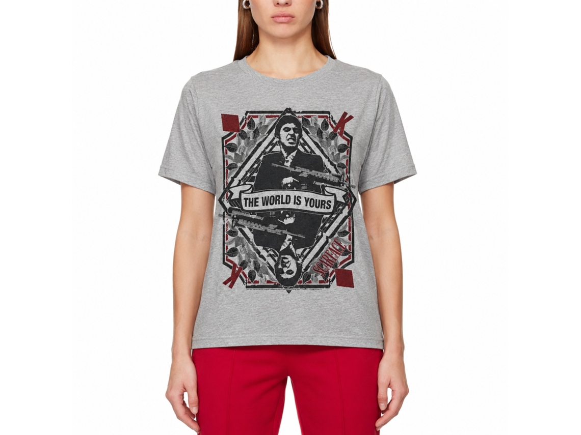 Rockinstone Scarface Movie King Of Diamonds Heather Gray Adult T-shirt Size:s